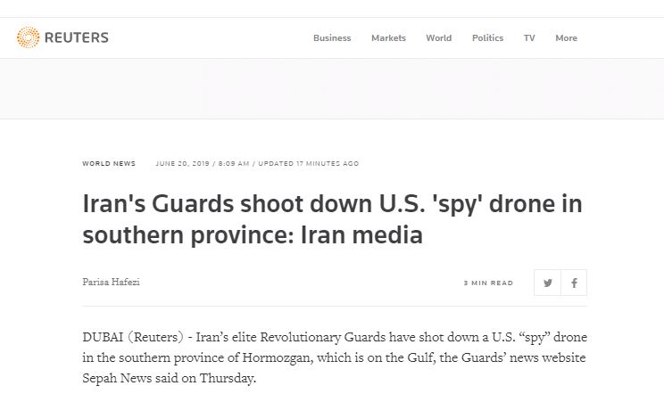 بازتاب سرنگونی پهپاد آمریکایی از سوی ایران در رسانه های جهان+ تصاویر